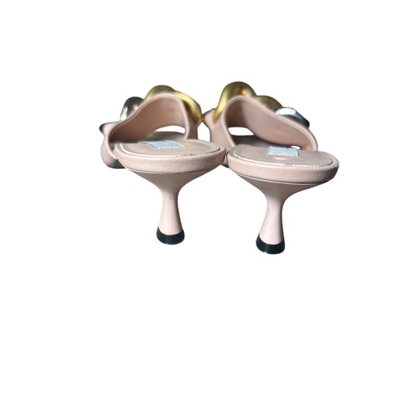 Stella McCartney Blush Pink Kitten Heel Slip On Falabella Sandal Sz 38 - Picture 3 of 4